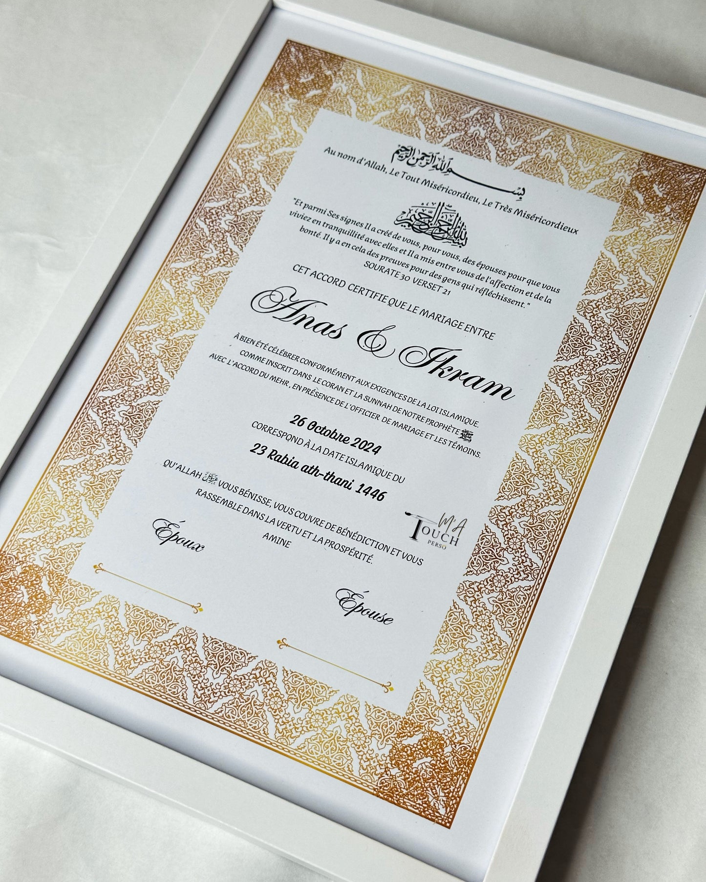 Certificat de Mariage
