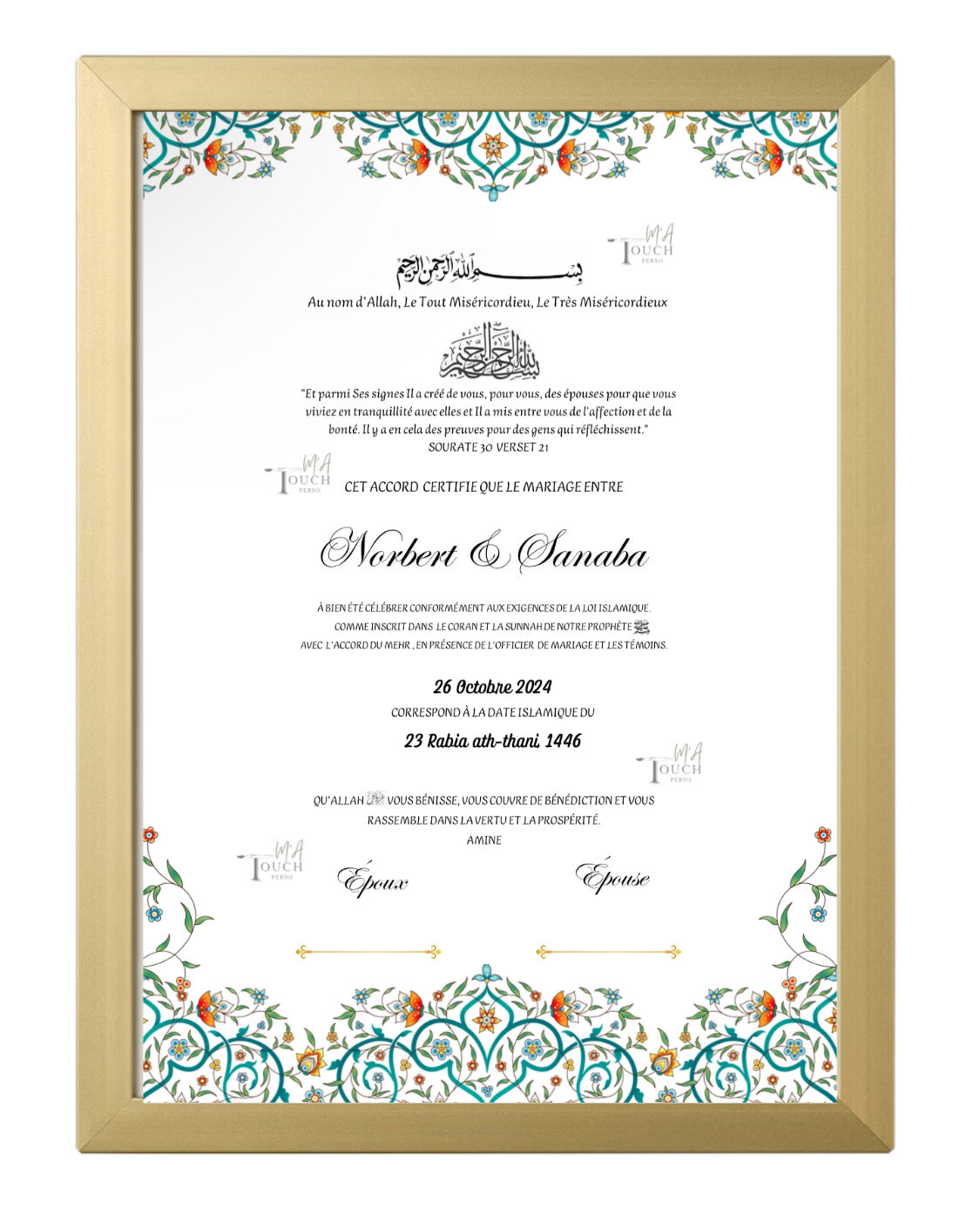 Certificat de Mariage